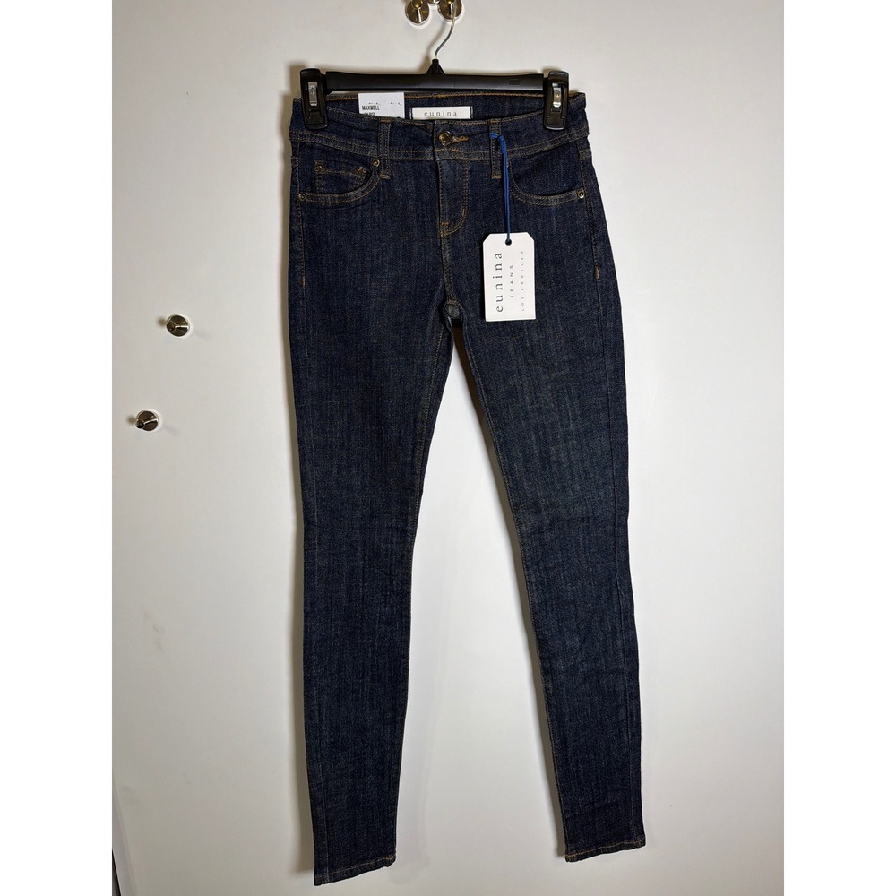 Eunina Jeans Maxwell Low Rise Skinny Dark Wash Indigo Denim Womens 0